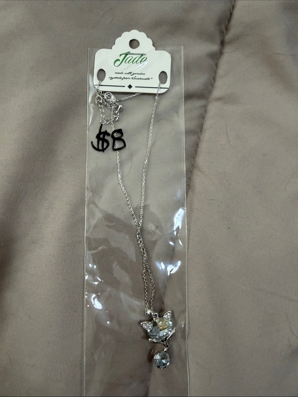 🫶🏼3 for $12!!🫶🏼 Jade Silver Necklace W/ Cat Pendant 💕